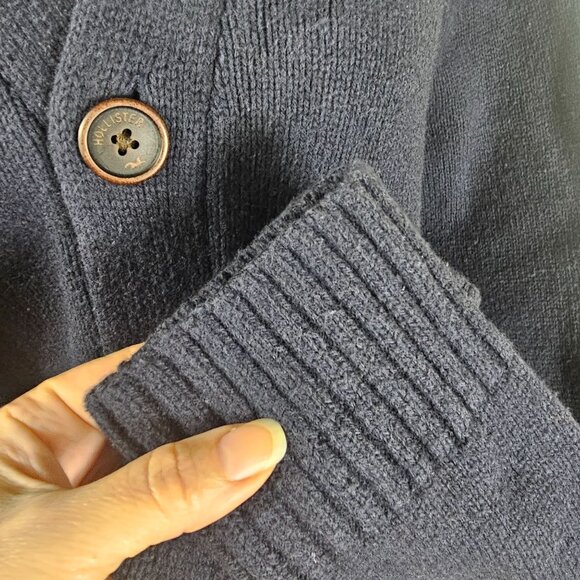 VTG Hollister 1922 University Cardigan Sweater Sz M Navy Chunky Knit Wool Preppy - Picture 6 of 10